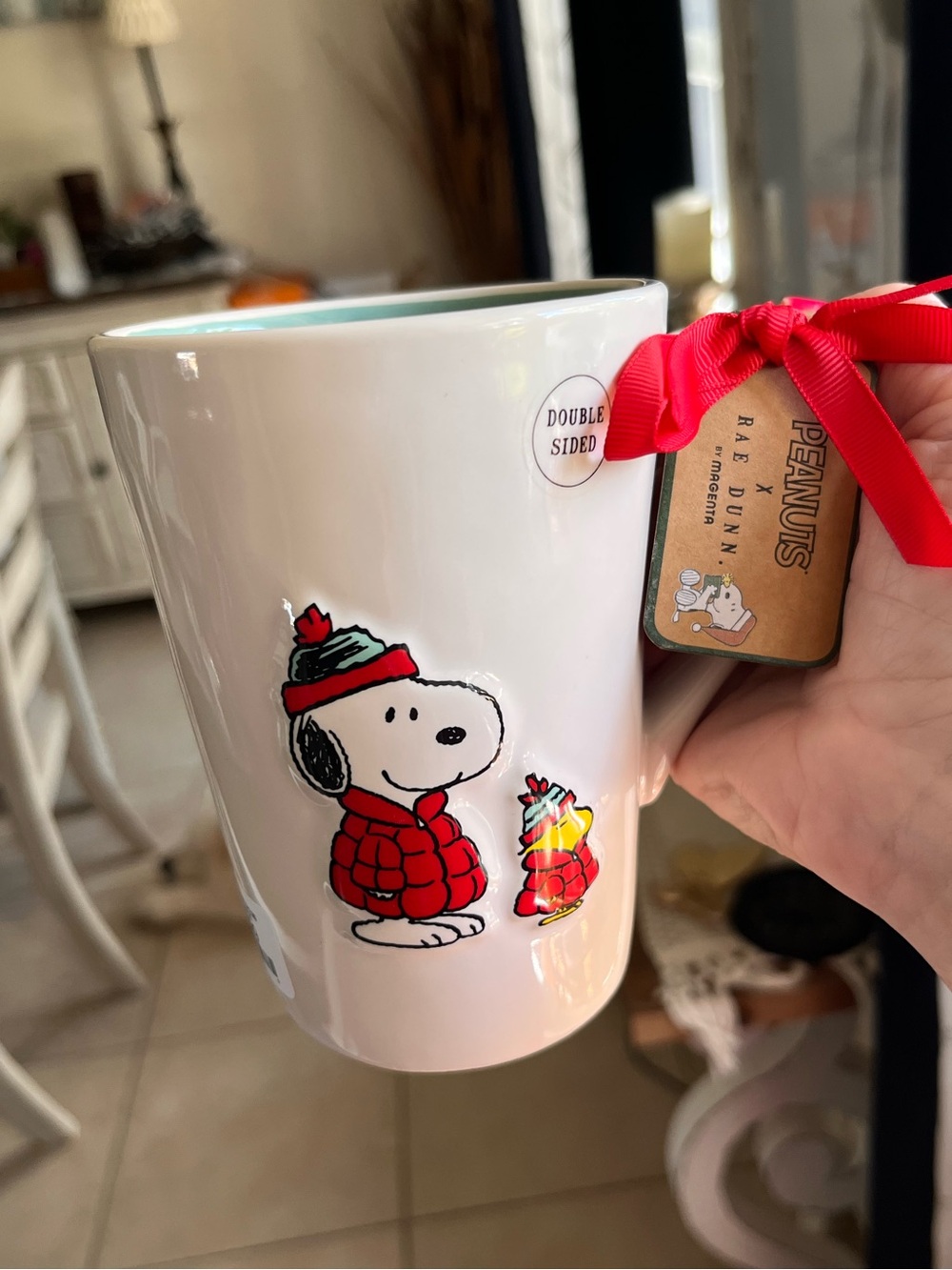Peanuts Snoopy Holiday Mug in White with Red Accents